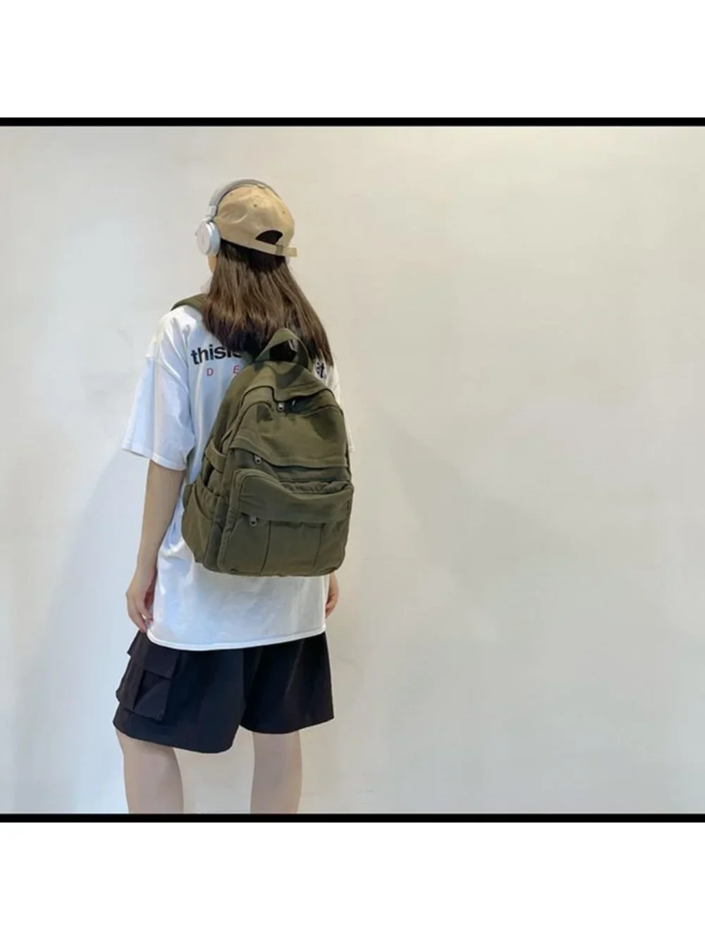 Stylish Vintage Green Canvas Laptop Backpack for Women | Travel & School Use
